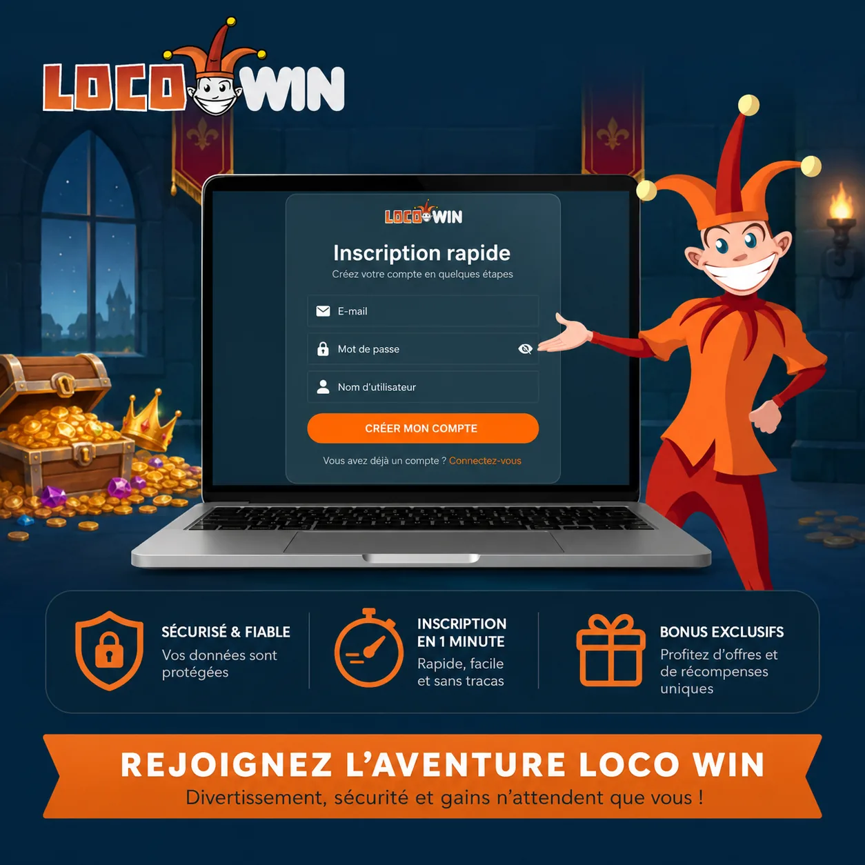 Visuel Locowin formulaire d'inscription et compte joueur